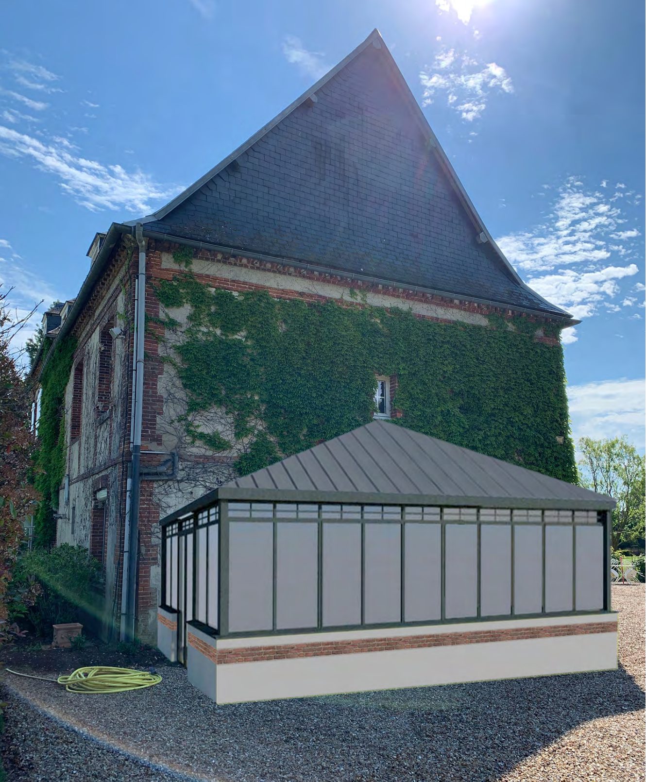 Véranda créée sur une maison de maître à Moisville